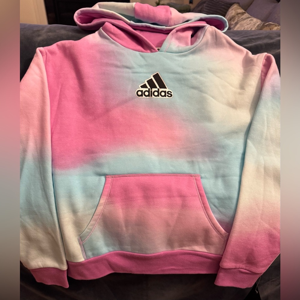 Adidas Pastel Pink and Blue Hoodie